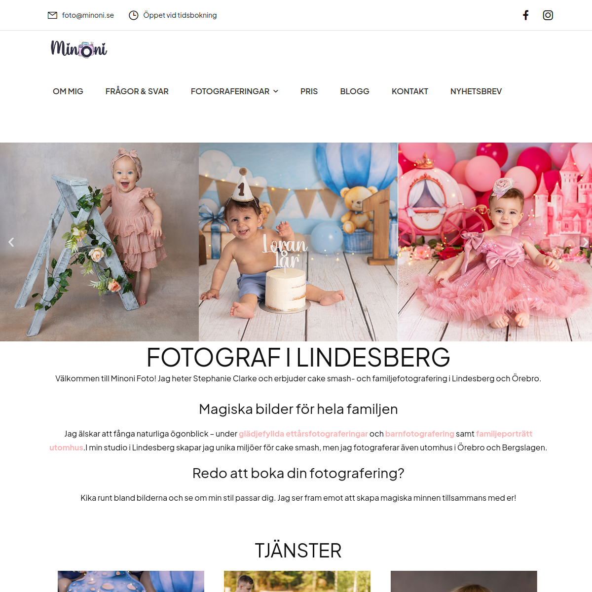 Förhandsvisning av webbplatsen minoni.se, byggd av Clarnex Web