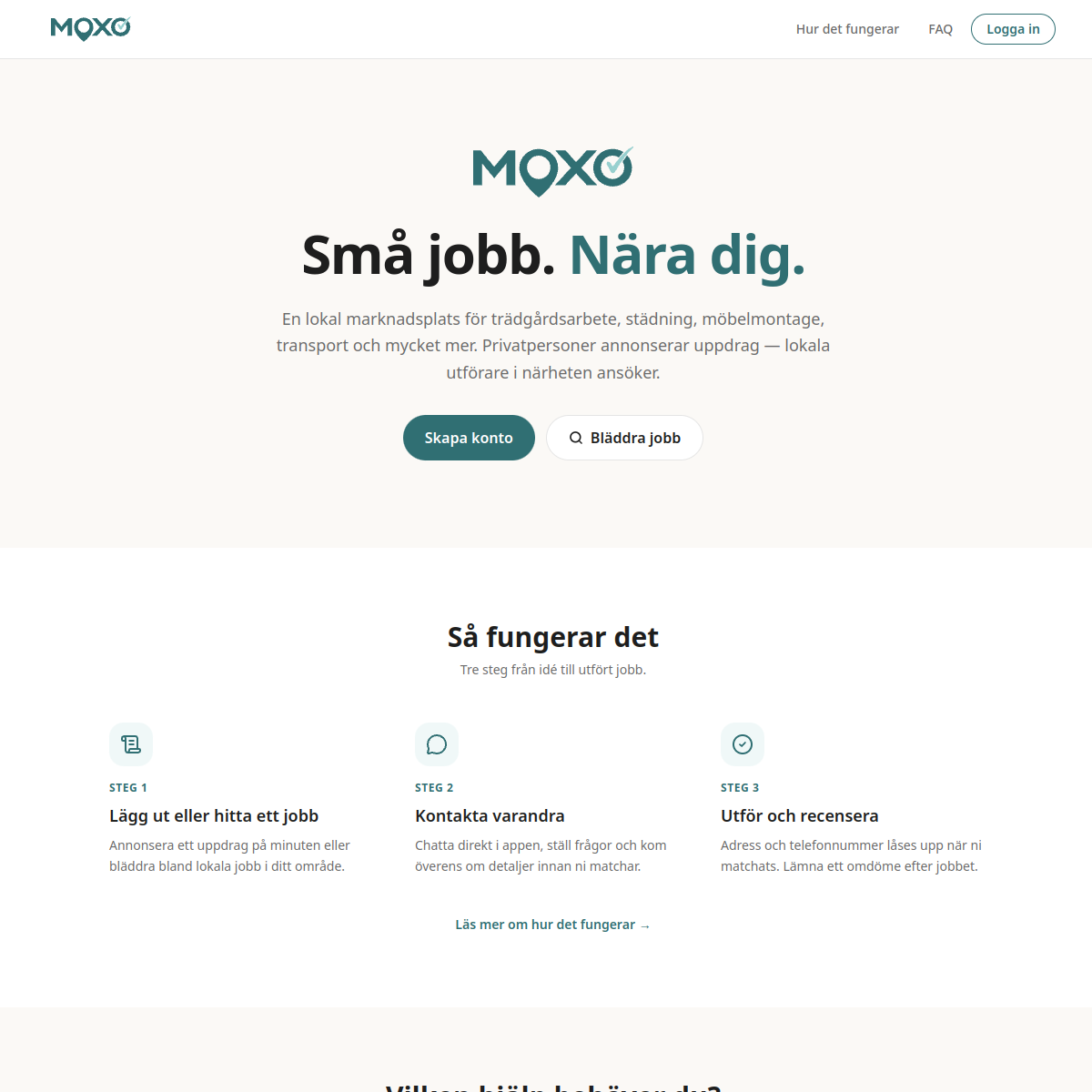 Förhandsvisning av webbplatsen moxo.se, byggd av Clarnex Web